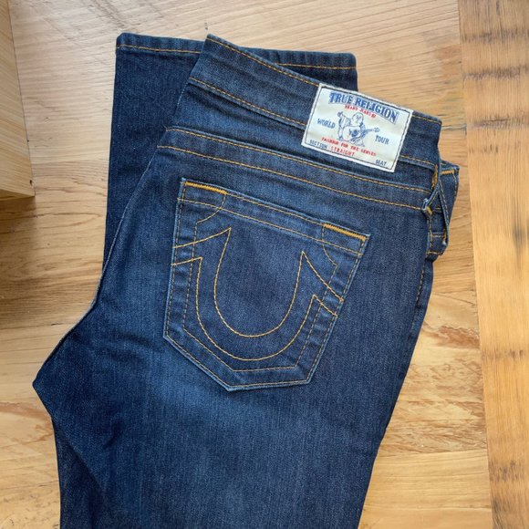 True Religion Straight Fit Jeans, Low Rise, Dark Blue size 29 - Picture 2 of 7